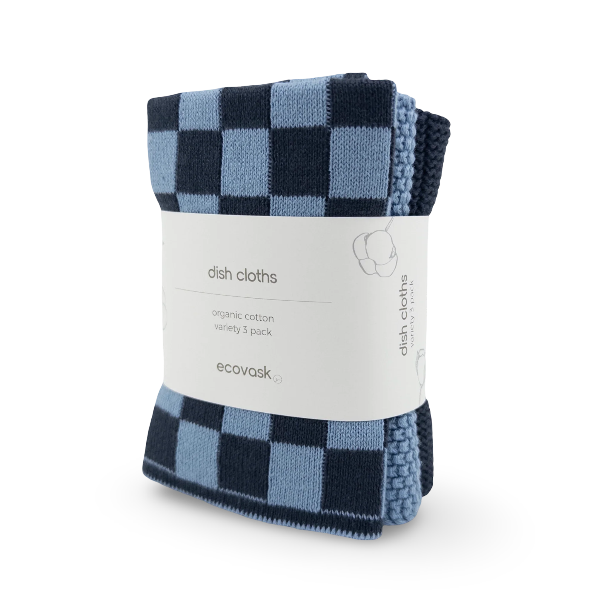 Dishcloth 3pk Cornflower Navy Cheq