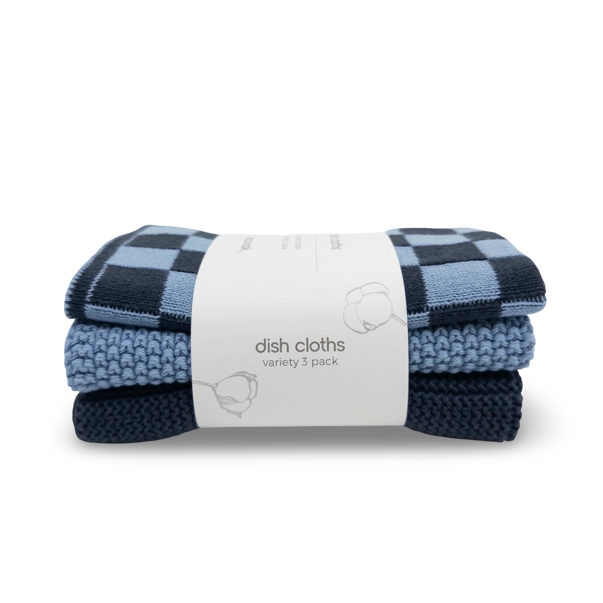 Dishcloth 3pk Cornflower Navy Cheq