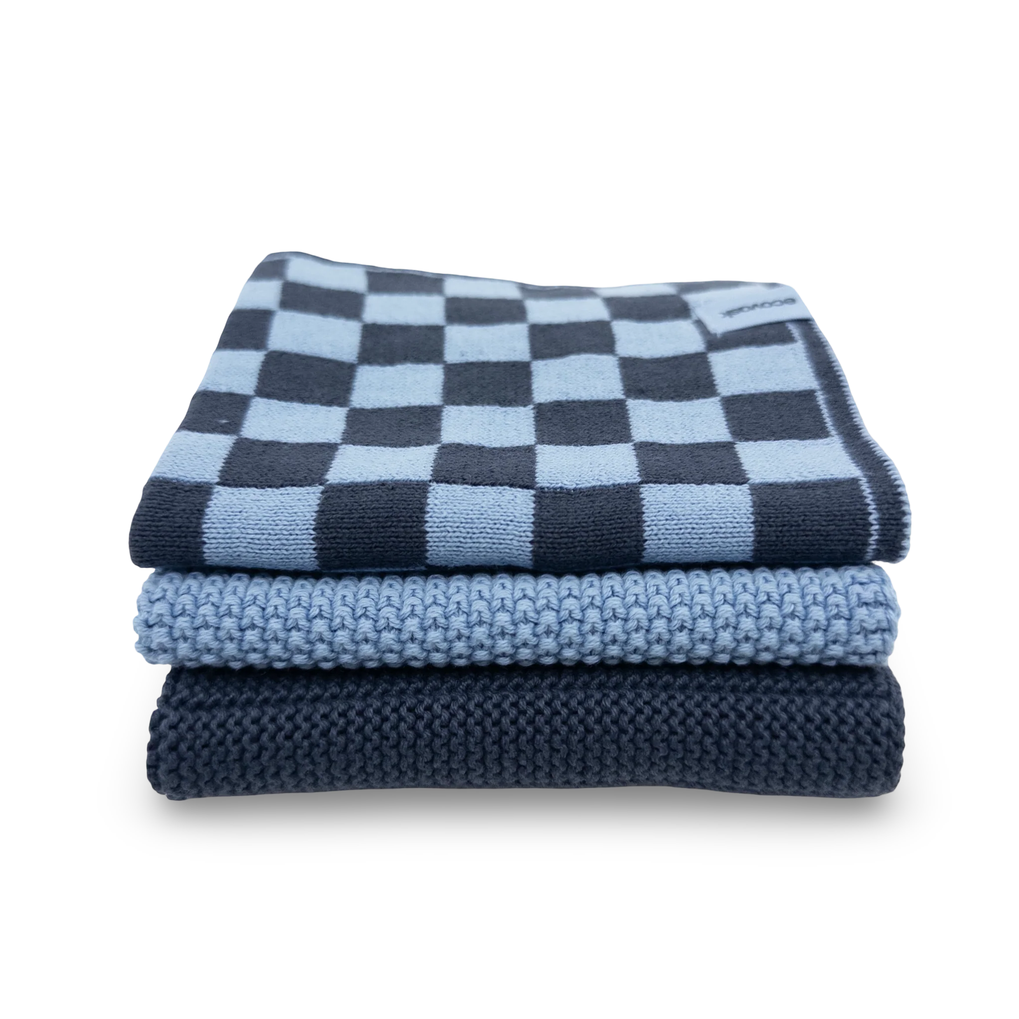 Dishcloth 3pk Cornflower Navy Cheq