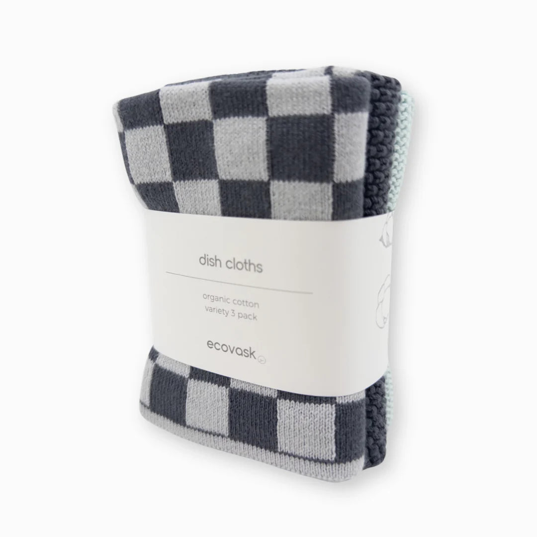 Dishcloth 3pk Graphite Lunar Cheq