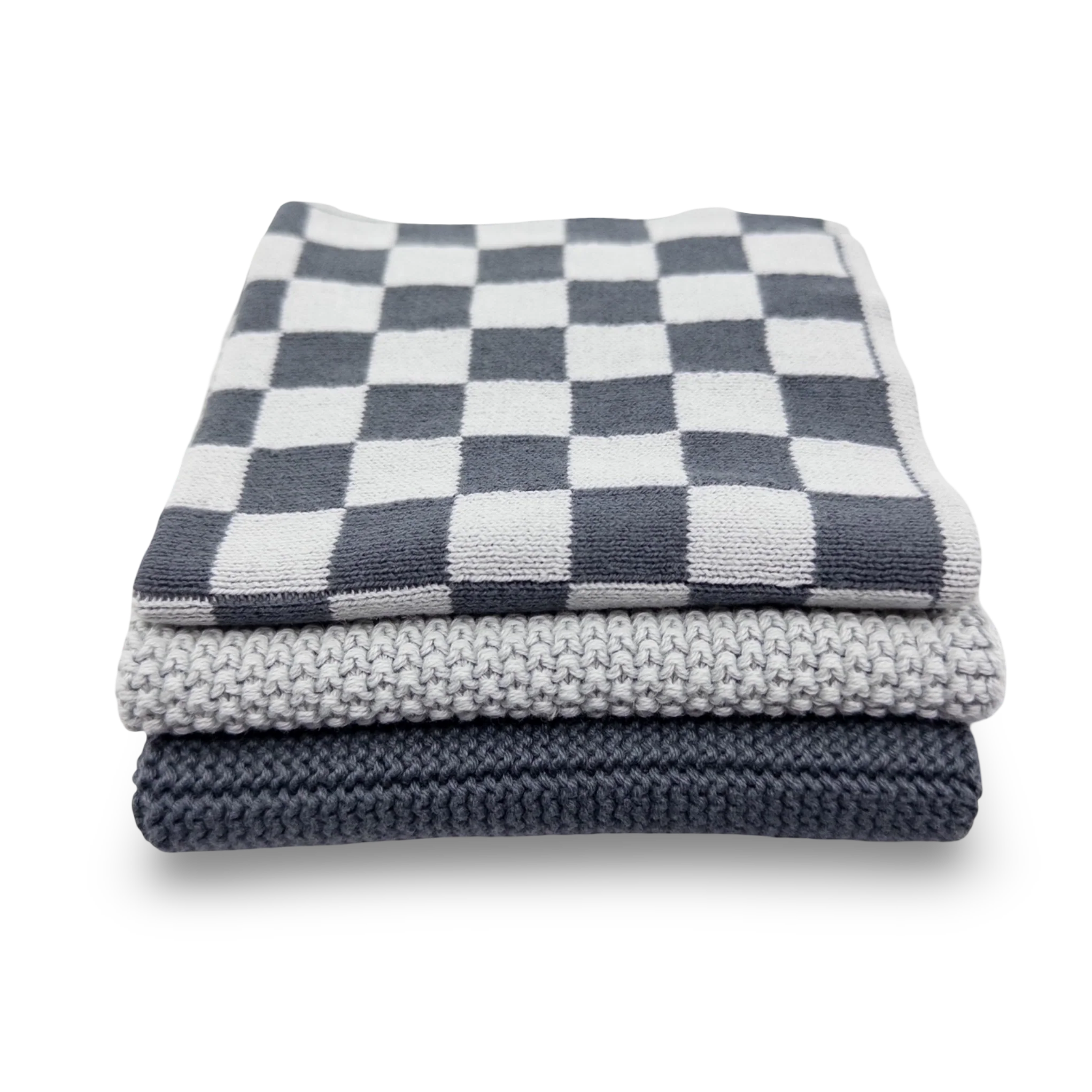 Dishcloth 3pk Graphite Lunar Cheq