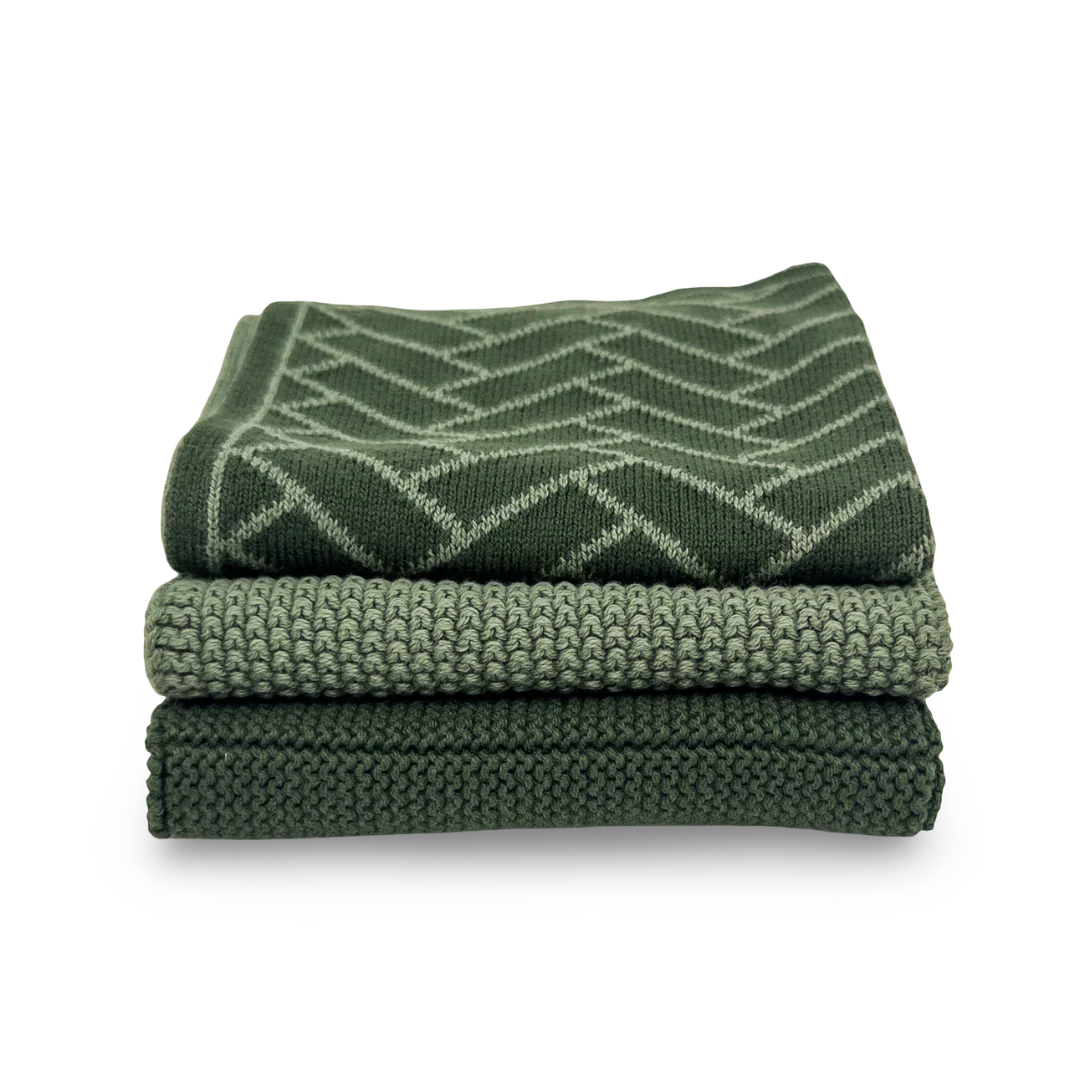 Dishcloth Variety 3pk -Forest Herringbone