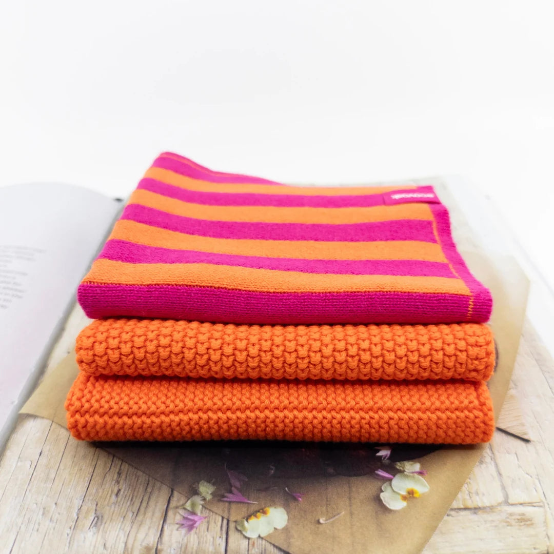 Dishcloth Variety 3pk Mandarin Berry Stripe