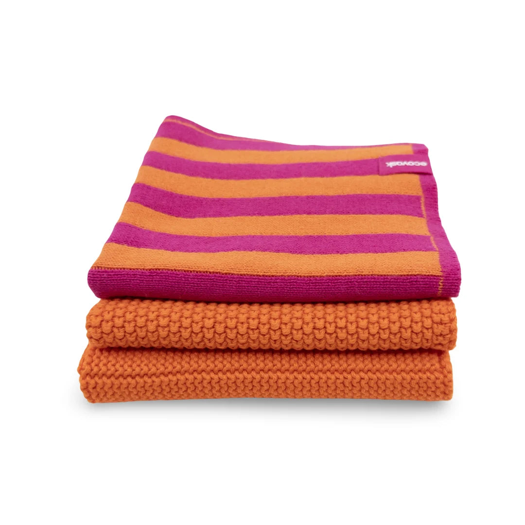 Dishcloth Variety 3pk Mandarin Berry Stripe