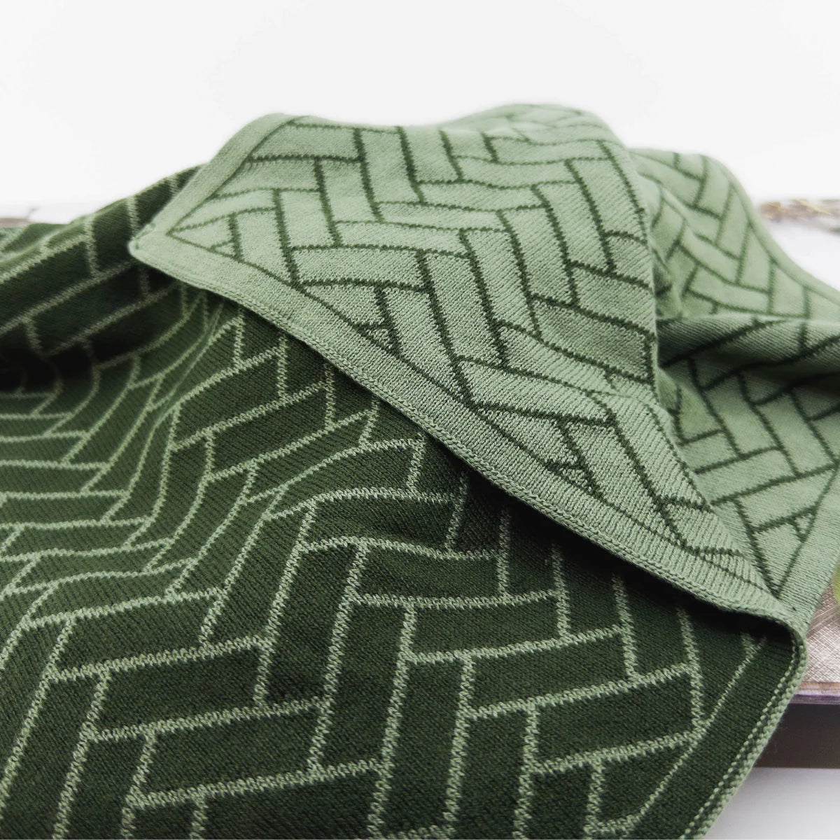 Kitchen Towel-Forest/Sage Herringbone