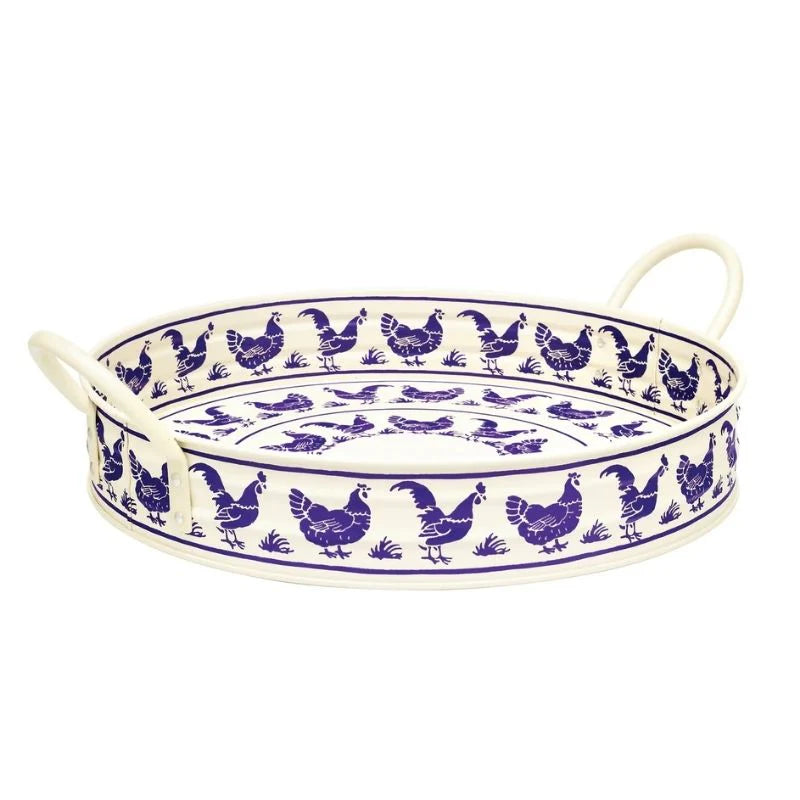 Blue Hens Large Round Handled Tray