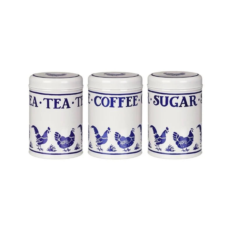 Blue Little Hen Set of 3 Round Caddies