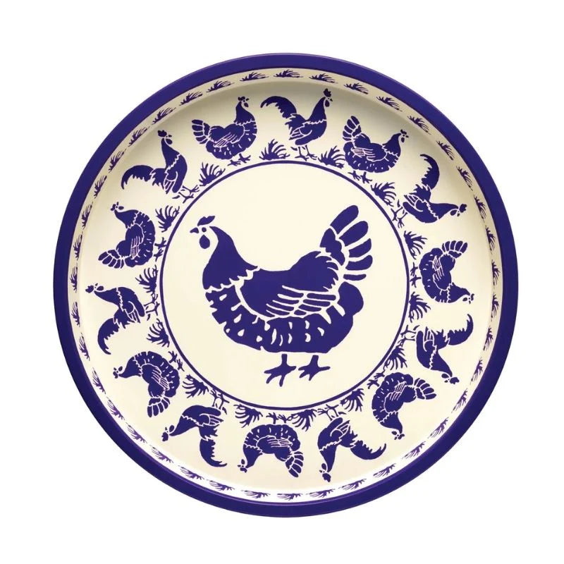 Blue Little Hen Deepwell Tin Tray