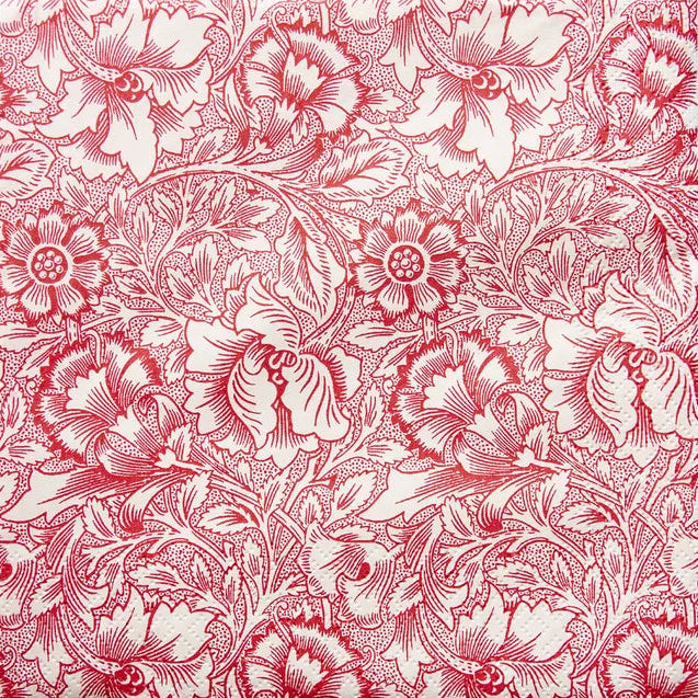 Havi Luncheon Napkin William Morris Pink & Poppy Red White
