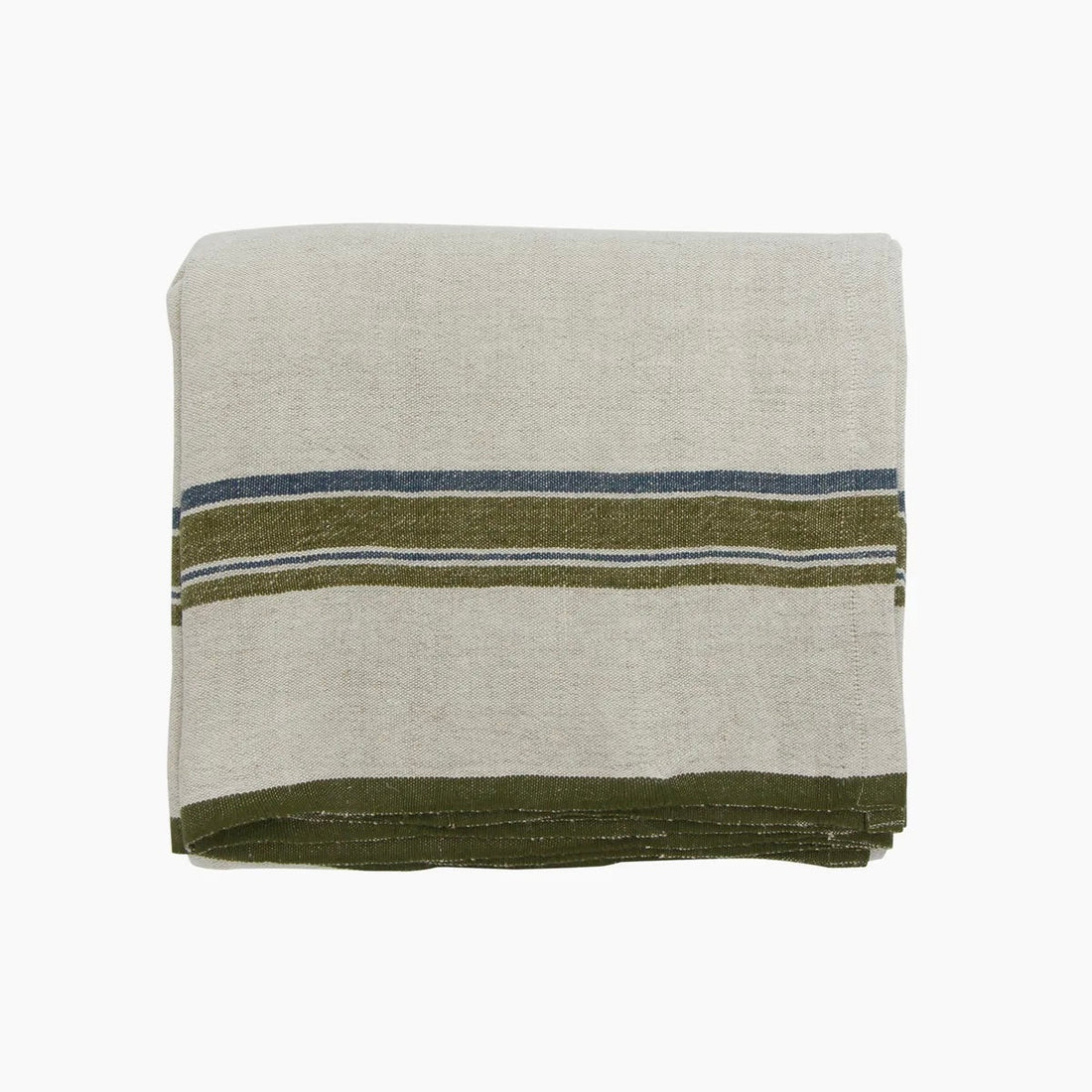 Green Selvedge Stripe Linen Tablecloth Small