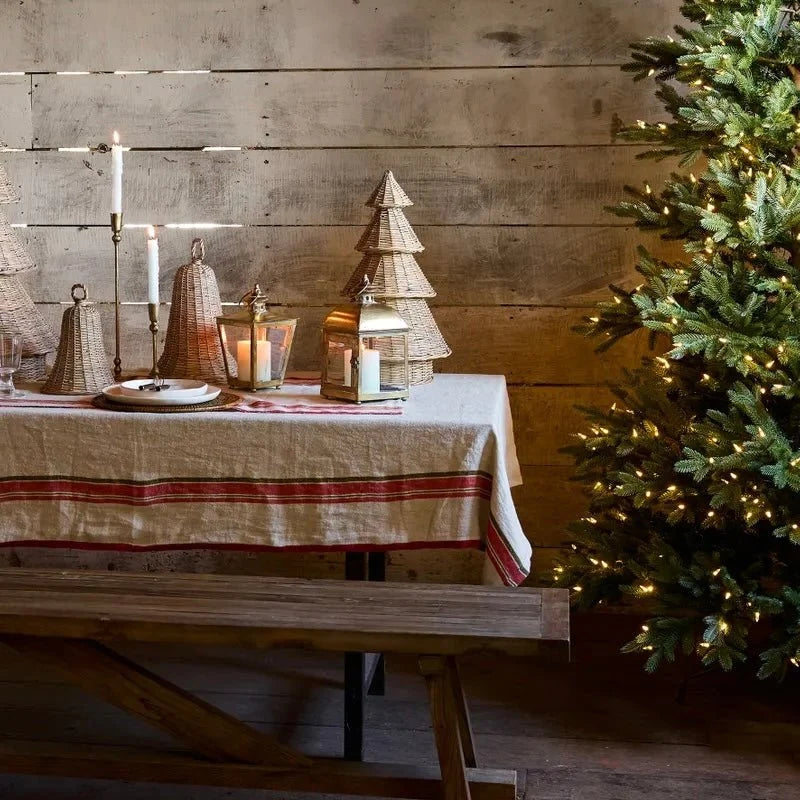 Red Selvedge Stripe Linen Table Cloth Small