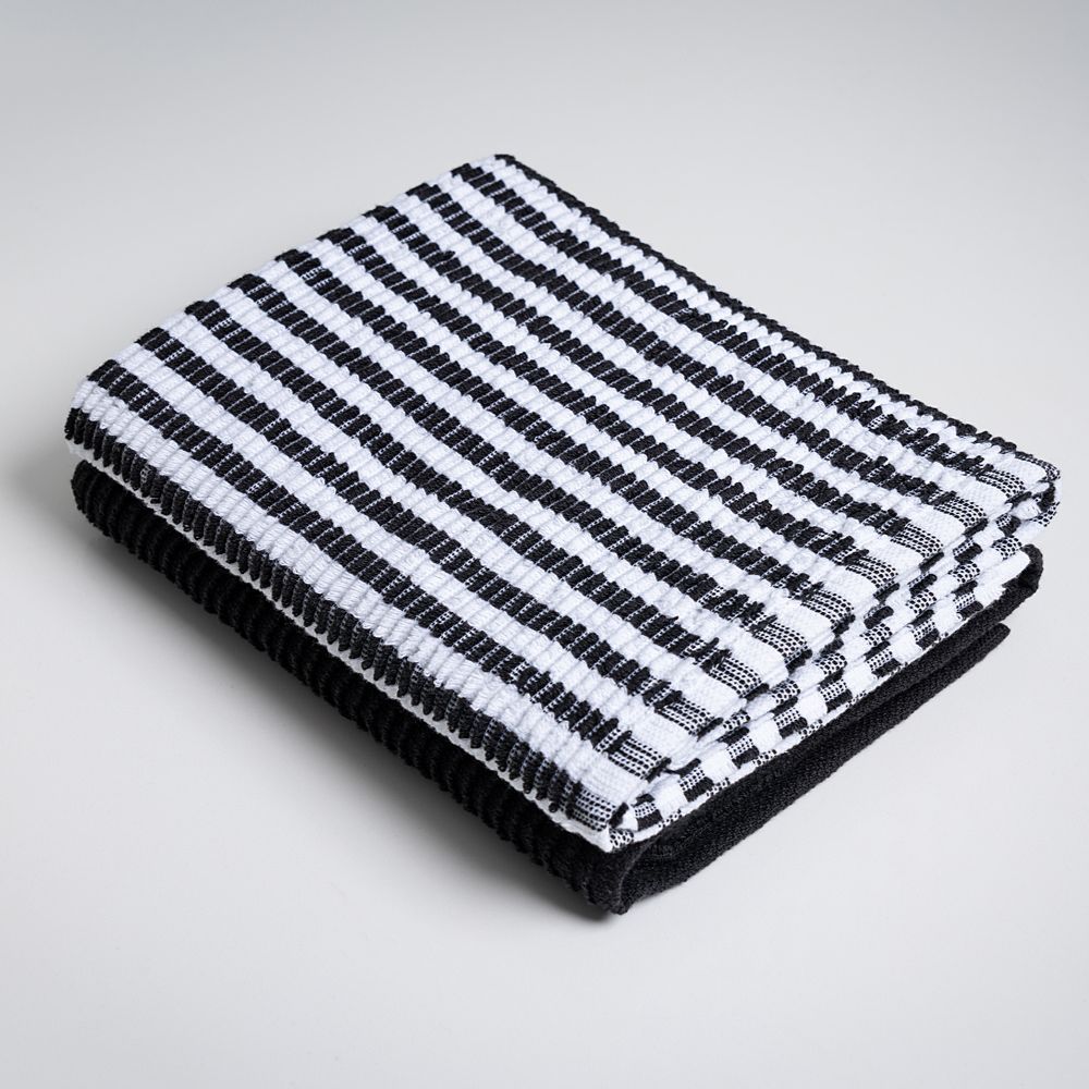 Ribbed Tea Towel Set of 2 Black
