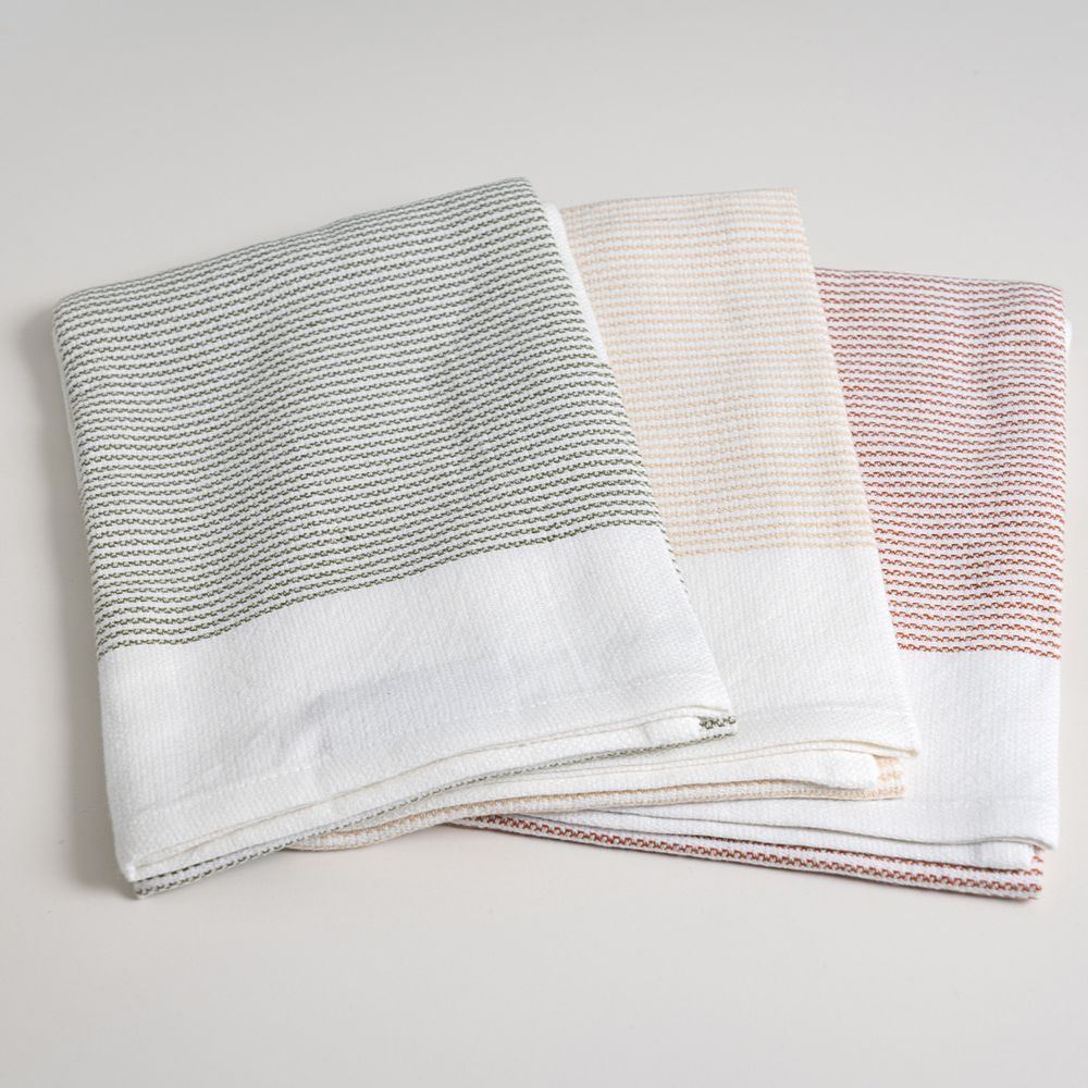Thirsty T  Teatowel 3 Pack  Rust/Beige/Olive