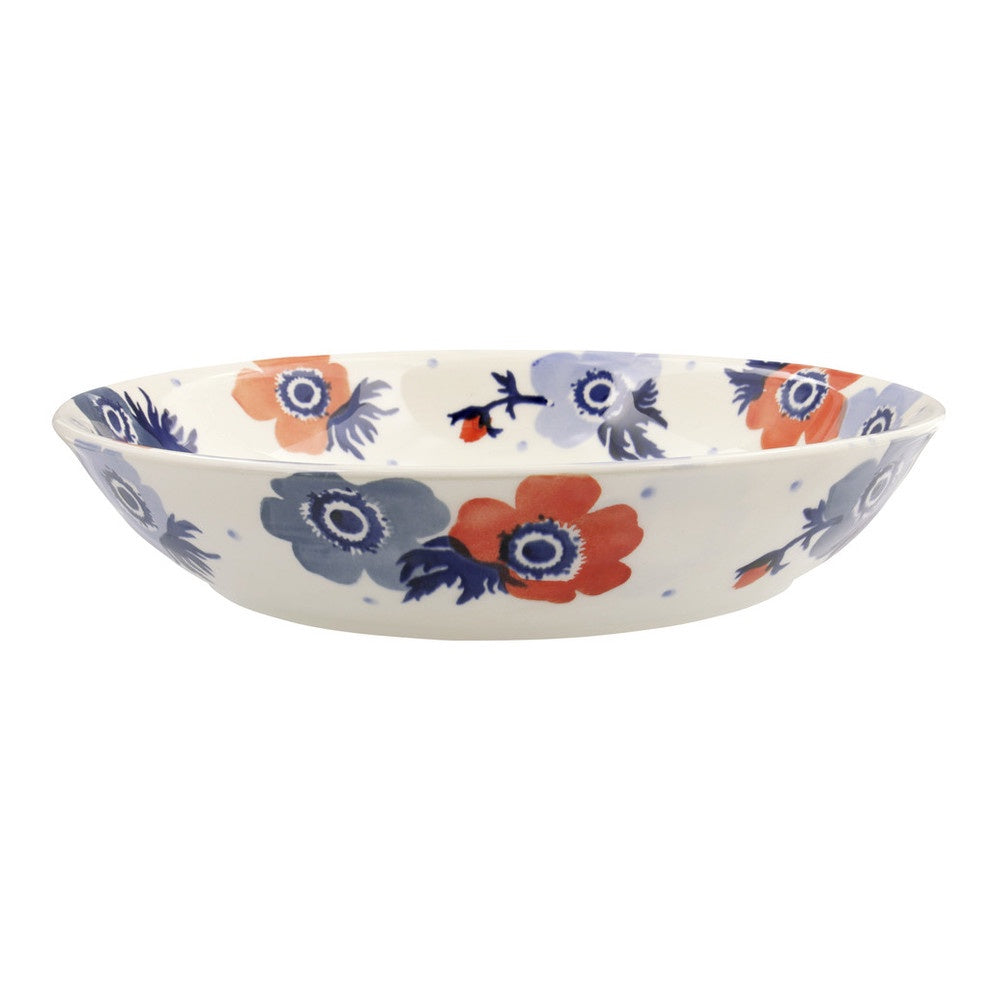 Red and Blue Anemone Pasta Bowl