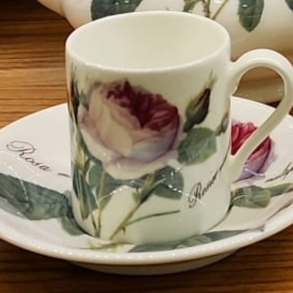 Redoute Rose Coffee Cup and Saucer