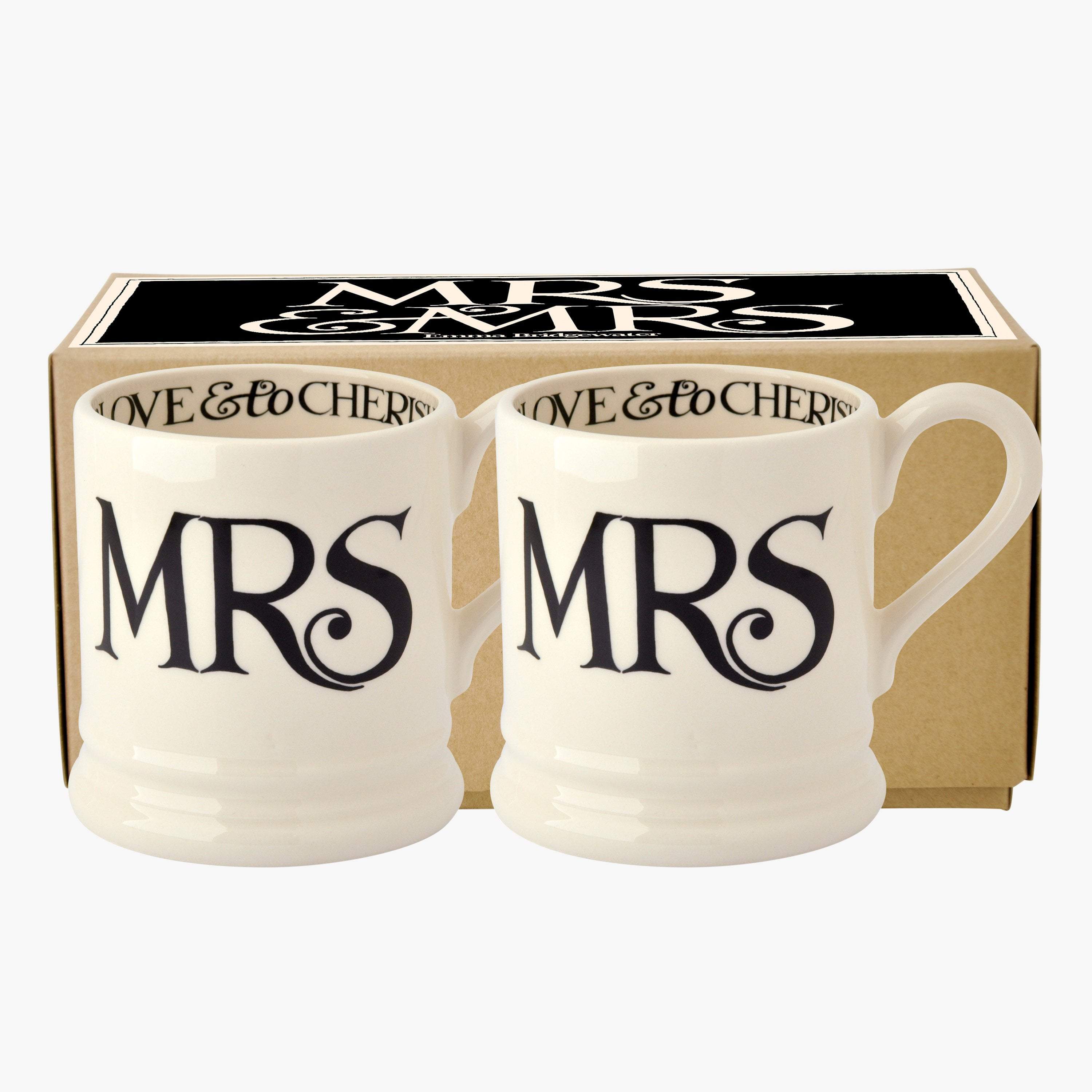 Black Toast Mrs &  Mrs Half Pint Mug Set