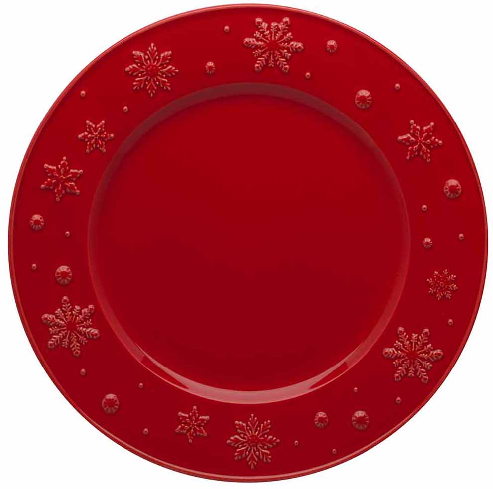 Snowflakes Charger Plate/Red