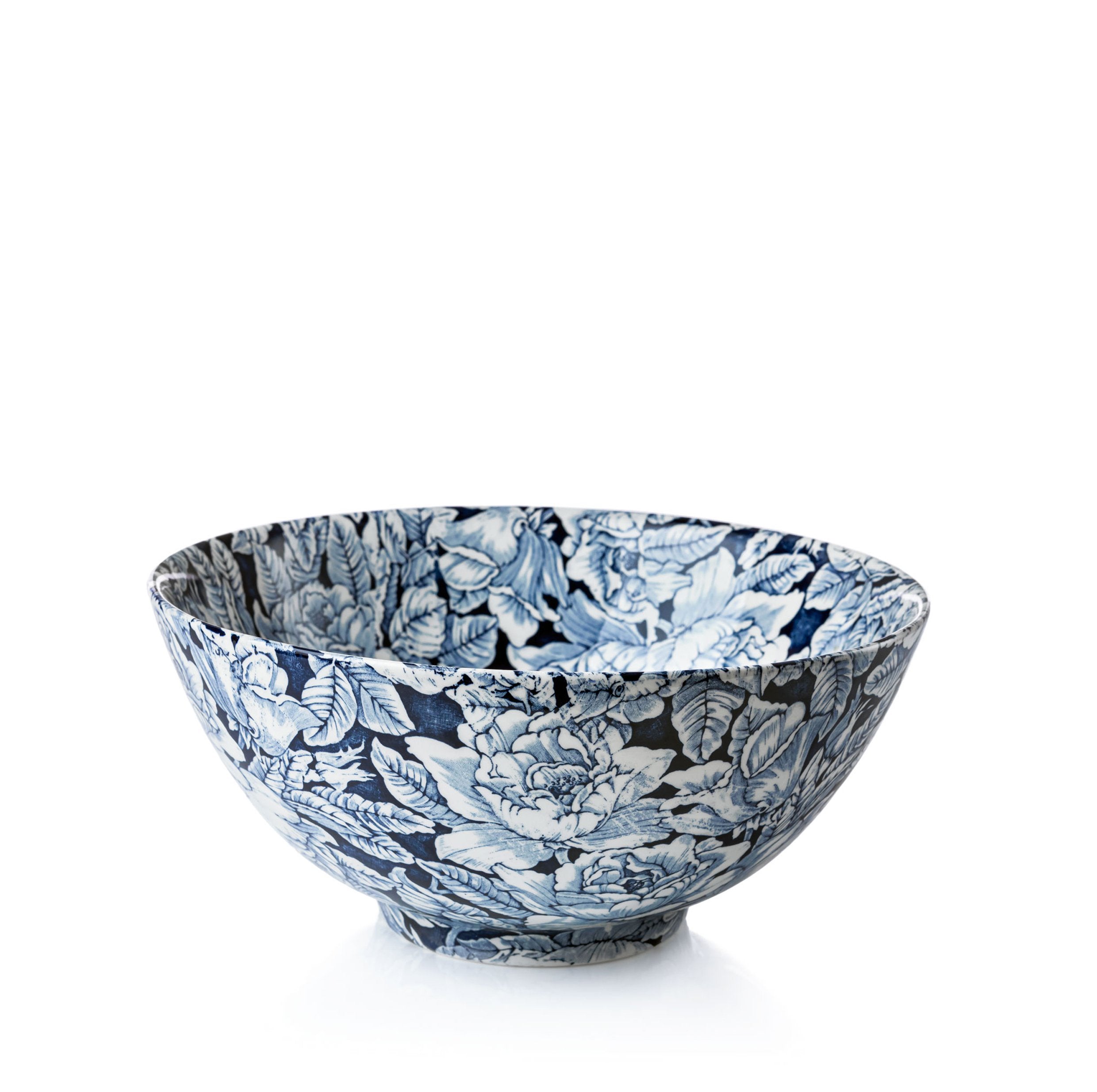 Ink Blue Hibiscus Footed Bowl 27.5cm