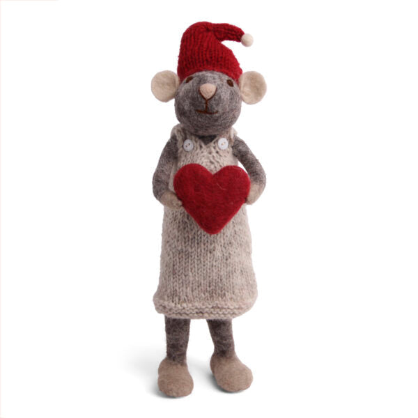 Big Grey Mouse with Love Heart