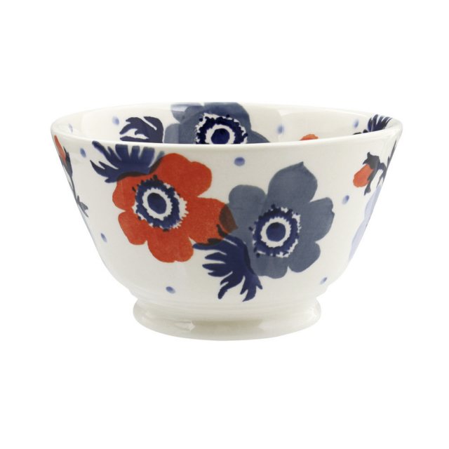 Red and Blue Anemone Old  Bowl