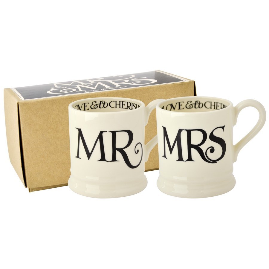 Half Pint Mug Set Black Toast Mr & Mrs