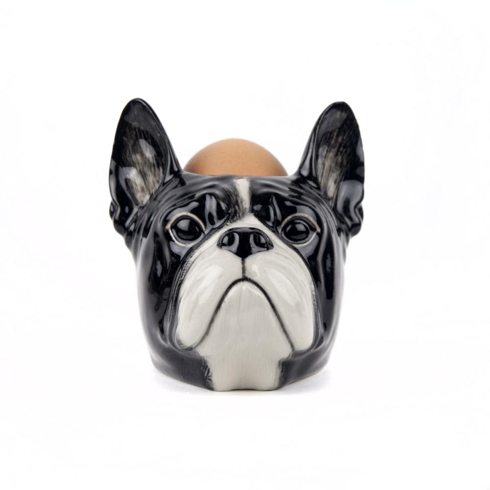French Bulldog Black and White Face Egg Cup