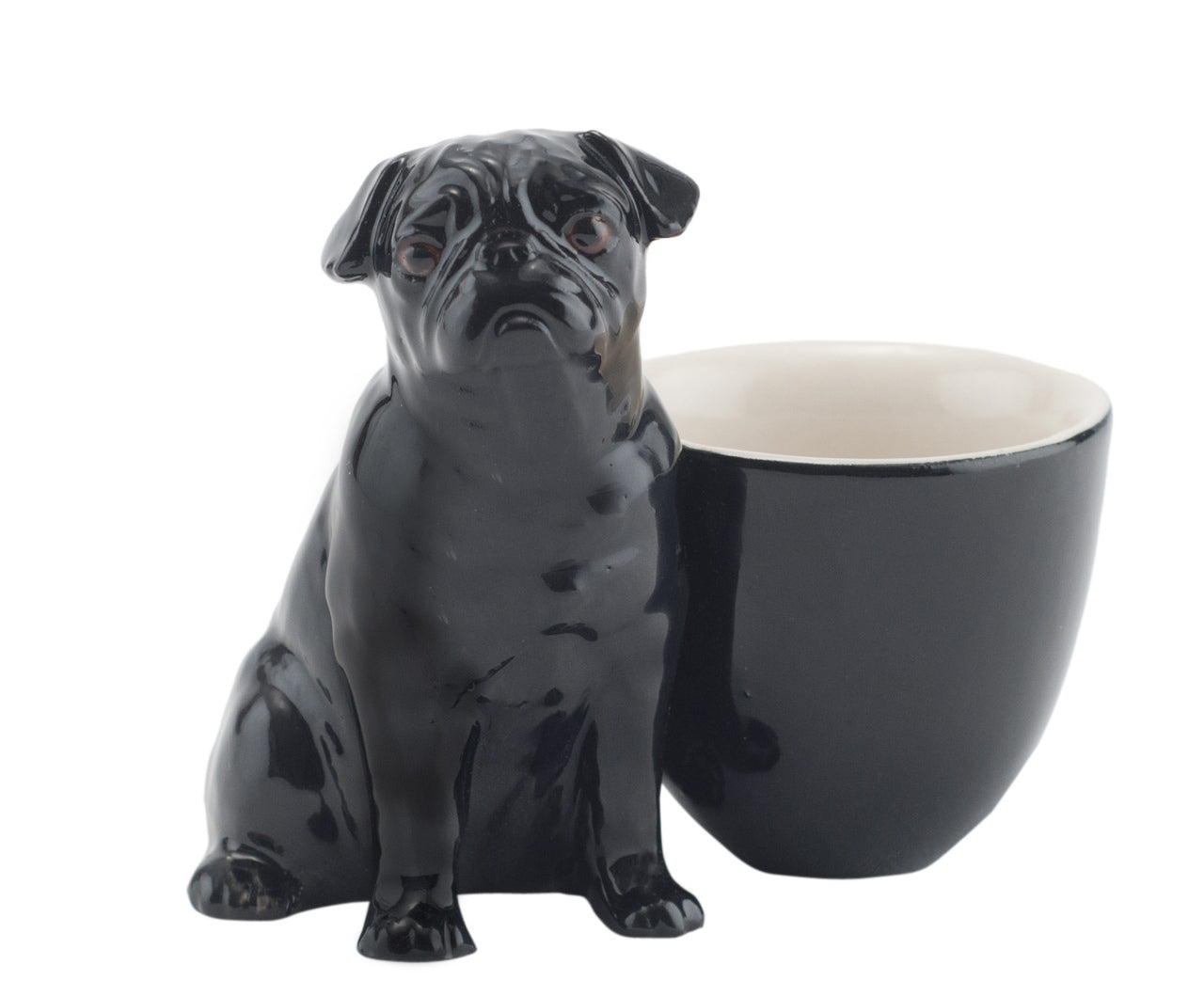 Black Pug with Egg Cup