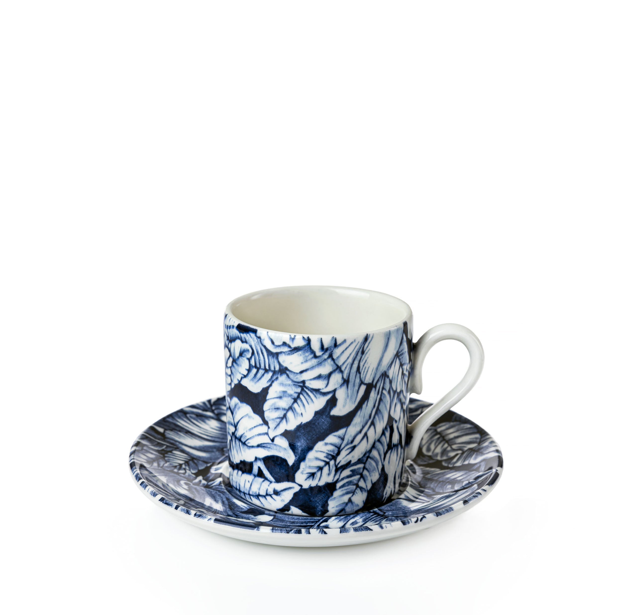 Ink Blue Hibiscus Espresso Mug and Saucer