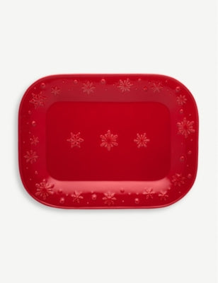 Snowflake Platter/Red 34.5cm