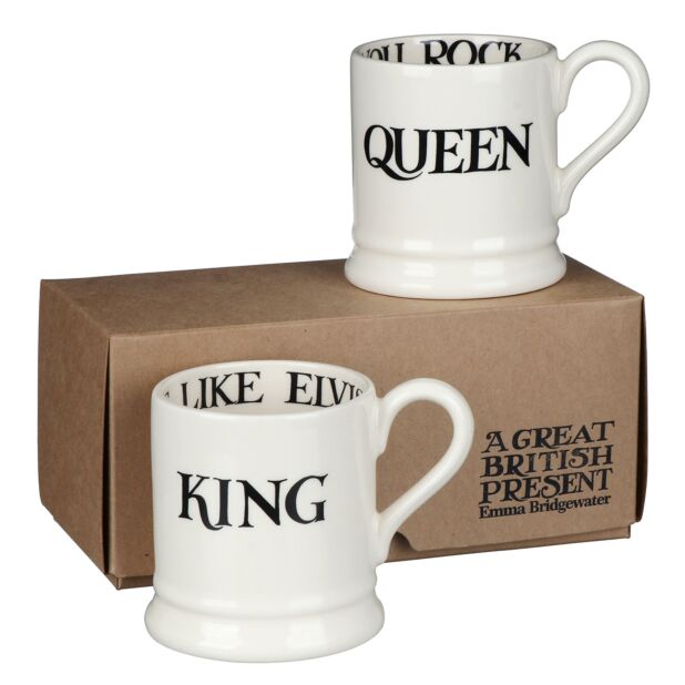 Half Pint Mug Set Black Toast King & Queen