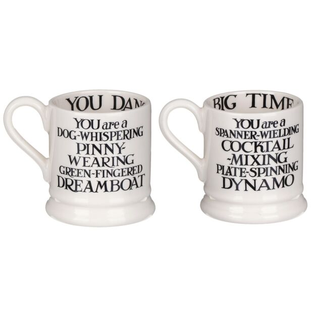 Half Pint Mug Set Black Toast King & Queen