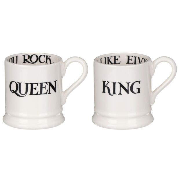 Half Pint Mug Set Black Toast King & Queen