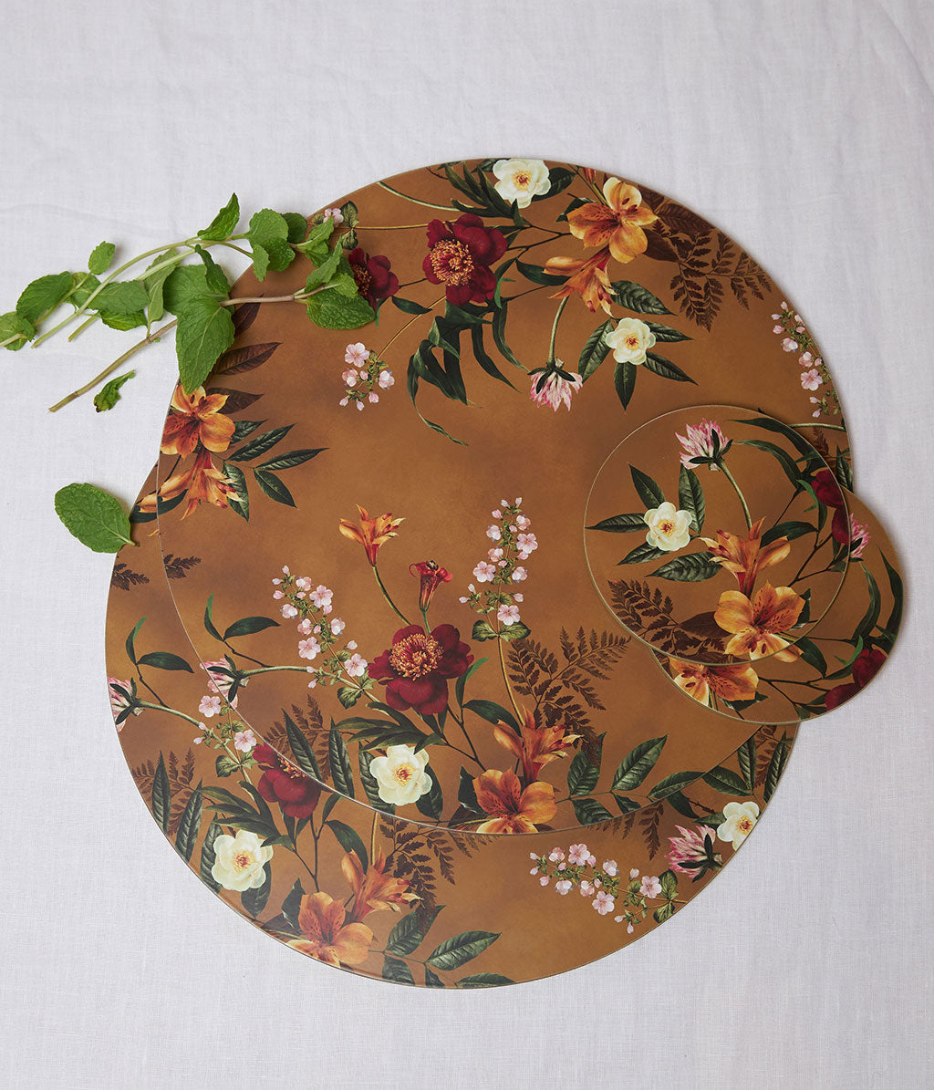 Round Placemats Set of 4 Isola Mustard